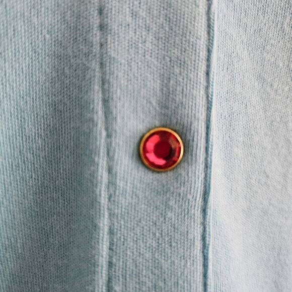 NEW Quacker Factory Top Womens XS Blue Beaded Button Front 3/4 Sleeve Grannycore - Picture 6 of 15